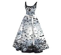 Abito Halloween Donna Vestito Strega Donna Affascinante Spettrale | Oscuro Misterioso Glamour Halloween Classico Originale Elegante Inquietante Retrò Spaventoso Lungo Demoniaco