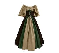 Abito Halloween Rinascimentali Donna Cerimonia Cotone Elegante Abiti Medievali Curvy Costumi di Halloween da Sera Principessa Vestito Gotici Popolana Horror Costume Celtici Palazzo da Donna Vintage