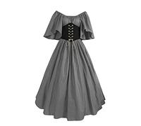 Abito Halloween Rinascimentali Donna Cerimonia Cotone Elegante Abiti Medievali Curvy Costumi di Halloween da Sera Principessa Vestito Gotici Popolana Horror Costume Celtici Palazzo da Donna Vintage