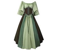 Abito Halloween Rinascimentali Donna Cerimonia Cotone Elegante Abiti Medievali Curvy Costumi di Halloween da Sera Principessa Vestito Gotici Popolana Horror Costume Celtici Palazzo da Donna Vintage