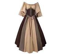 Abito Halloween Rinascimentali Donna Cerimonia Cotone Elegante Abiti Medievali Curvy Costumi di Halloween da Sera Principessa Vestito Gotici Popolana Horror Costume Celtici Palazzo da Donna Vintage