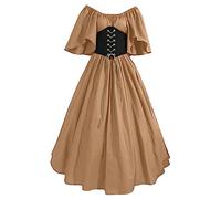 Abito Halloween Rinascimentali Donna Cerimonia Cotone Elegante Abiti Medievali Curvy Costumi di Halloween da Sera Principessa Vestito Gotici Popolana Horror Costume Celtici Palazzo da Donna Vintage