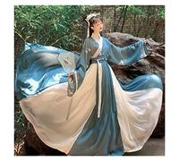 Abito Hanfu Antico da Donna Abito Elegante Hanfu Manica Larga Abito Gonna Altalena con Ricamo Orientale Costumi Tradizionali Cinesi (Color : Blue, Size : M)