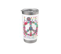 Abito Hippie Peace Love Anni '60 E '70 Flower Power Bicchiere termico in acciaio inox doppia parete