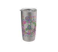 Abito Hippie Peace Love Anni '60 E '70 Flower Power Bicchiere termico in acciaio inox doppia parete