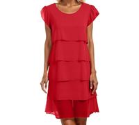 Abito in chiffon da donna, elegante, estivo, da donna, con pieghe, patchwork, girocollo, a maniche corte, con volant, da sera, casual, da ballo, alla moda, per il tempo libero