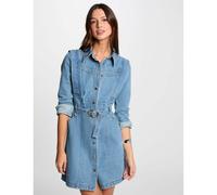 Abito in denim aderente con bottoni Blu 46 (IT) - 42 (FR) Tinta unita