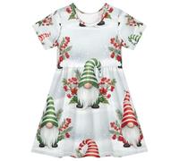 Abito in maglia con gnomi natalizi e bacche rosse, per ragazze, morbido e accogliente, 2T, Gnomi di Natale Bacche Rosse, 7-8 Anni