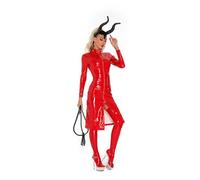 Abito in pelle da donna per il sesso in lattice, effetto bagnato, lingerie, abito in lattice e pelle, vestito con calze in lattice, mini abito erotico, Colore: rosso, 3XL