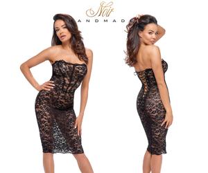 Abito in Pizzo Nero Off-Shoulder "Libido by Noir" - Tubino al Ginocchio