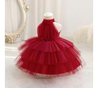 Abito in tulle e rete con fiori 3D senza maniche per bambine, elegante e adorabile stile principessa, adatto per il primo compleanno del bambino, matrimoni, feste, celebrazioni 4Y,9-12M,12-18M,18-24M,