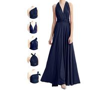 Abito infinito per damigelle d'onore, abiti da sposa da donna, abito avvolgente per taglie forti, abito lungo maxi convertibile multiway, Navy, Taglia Unica