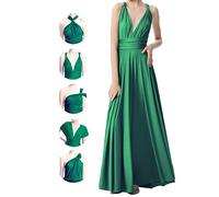 Abito infinito per damigelle d'onore, abito da sposa da donna, abito avvolgente per taglie forti, abito lungo maxi convertibile multiway, Verde smeraldo, Taglia Unica