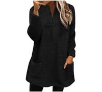 Abito invernale da donna a metà lunga taglia grande cappotto largo mini abito caldo tunica manica lunga corto abito da donna alto baggy A-line abito 2023 classico felpa con cappuccio, Z1-Nero, XXXL