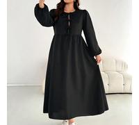 Abito invernale da donna taglie forti a forma di mela con fiocco in vita, maniche lunghe, abito nero, con cuori, baci, abbracci, rose, farfalle, ciliegie e fragole 3D, fiocchi, abito casual da donna, 