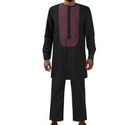 Abito islamico da uomo per uomo musulmano caftano arabo vestito pantaloni abbigliamento uomo Dubai arabo caftano abbigliamento uomo afghan pakistani indiano shalwar kameez tuta, A nero, XXXL