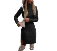 Abito Lavorato A Maglia da Donna Mini Abito Slim Fit in Lana A Collo Alto Abito Autunnale Invernale Basic A Maniche Lunghe da Donna alla Moda