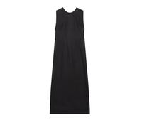Abito longuette da donna, casual, alla moda, con scollo rotondo, senza maniche, sexy, con schiena scoperta, sottile, in lino, Nero, XS