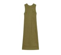 Abito longuette da donna, casual, alla moda, con scollo rotondo, senza maniche, sexy, con schiena scoperta, sottile, in lino, Verde, S