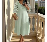 Abito lungo a manica lunga tinta unita, minimalista e alla moda, adatto per l'estate, abito da donna per Pasqua, laurea, matrimonio come ospite, abito casual da donna per il lavoro 0XL,1XL,2XL,3XL,4XL