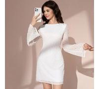 Abito lungo a mezza gamba per ragazze adolescenti, in colore unito, manica lunga, di moda per l'estate, abiti estivi, abiti bianchi, stile "clean girl", elegante, adatto per il rientro a scuola 14Y,13