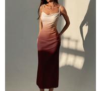 Abito lungo a sirena aderente con scollo a incrocio e spalline a spaghetti, elegante per le vacanze L,M,S,XL,XSTessuto