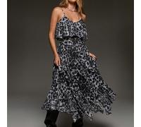 Abito lungo ampio da donna con stampa leopardata e volant, canotta, stile Y2K millennium retrò, sexy, adatto per vacanze, serate, feste e appuntamenti, per tutte le stagioni L,M,S,XSStampa CasualeTess