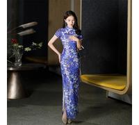 Abito Lungo Cheongsam Retro Cinese In Pizzo Floreale Per Prom Matrimonio Festa