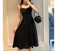 Abito lungo con bretelle moderata elasticità con uno stile fatato per le donne, progettato per essere indossato in primavera, estate, autunno e inverno per più occasioni (XL nero)