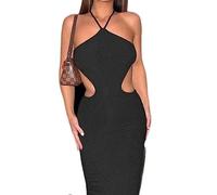 Abito Lungo con Lacci Abiti Modellanti Senza Schienale Senza Maniche in Tinta Unita Sexy da Donna per Abbigliamento da Club per Feste da Donna