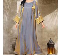 Abito lungo con maniche lunghe, collo rotondo, vestibilità morbida, con paillettes e pezze per le donne L,M,S,XL,XXLA strisce,Motivo strutturatoTessuto intrecciato