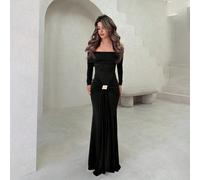 Abito lungo con spalle scoperte, maniche lunghe, per vacanza estiva, primavera, matrimonio romantico, ospite, elegante, vacanza, matrimonio a Ibiza, compleanno, chiesa, uscita serale L,M,S,XL,XS,XXSTe