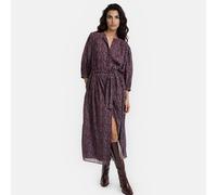 Abito lungo con stampa floreale, maniche a 3/4 e scollo rotondo Rosso XS Floreale