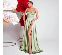 Abito lungo da cerimonia a vita alta con schiena scoperta e laccetti incrociati, vestito da festa, abito da invitata a matrimonio, abito da cerimonia, abito da sera L,M,S,XSColore unicoTessuto intrecc