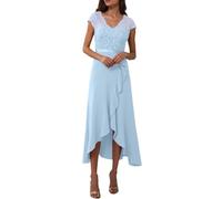 Abito Lungo da Cerimonia Donna - Abiti da Donna con Scollo a V Abiti da Cerimonia per Invitati a un Matrimonio Abiti da Damigella d'Onore Formali per Cocktail Party in Pizzo Floreale Alto e Basso