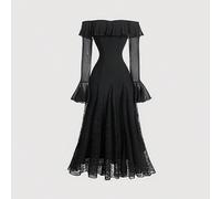 Abito lungo da donna a spalle scoperte per il sole, abiti da donna per l'autunno, abiti per Ognissanti, abito da ospite per matrimonio autunnale, abito rinascimentale, abito a maniche lunghe a spalle 