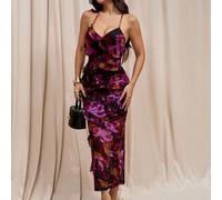 Abito lungo da donna con balze a cascata, elegante, adatto per la stagione back-to-school, outfit per feste, vacanze al mare, appuntamenti, con stampa floreale, per uscite, vestiti back-to-school, abi