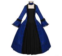 Abito lungo da donna con pizzo gotico medievale integrità sartoriale e abito da corte vittoriano intento per un abbigliamento a tema coinvolgente o espressivo (S blu)
