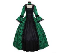 Abito lungo da donna con pizzo gotico medievale integrità sartoriale e abito da corte vittoriano intento per un abbigliamento coinvolgente a tema o espressivo (L verde)