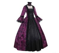 Abito lungo da donna con pizzo gotico medievale integrità sartoriale e abito da corte vittoriano intento per un abbigliamento coinvolgente a tema o espressivo (XL viola)