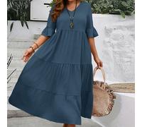 Abito lungo da donna con scollo a V profondo, maniche a volant, orlo a più strati, di colore giallo, adatto per outfit primaverili per il paese, outfit estivi da donna, abbigliamento bohémien da donna