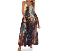 Abito Lungo da Donna con Spalline Sottili, Ispirato al Dio Zeus della Mitologia Greca, Perfetto per L'Estate e la Spiaggia.