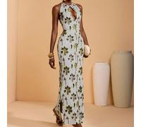 Abito lungo da donna con stampa all-over, collo alto con laccio, schiena scoperta, elegante per matrimoni e feste SHEIN X JIAN LASALA SHEIN X potenzia la creatività fornendo a stilisti, artisti e marc