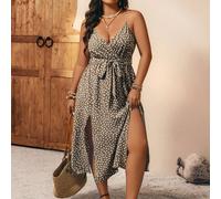 Abito lungo da donna con stampa floreale elegante, orlo con spacco, vestito da spiaggia con lacci per le vacanze, abito da donna con spalle scoperte per la primavera, abito da spiaggia, outfit estivi 