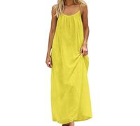 Abito lungo da donna elegante elegante e chic senza maniche tinta unita tunica con spalline spaghetti chic boheme abito estivo backless kaftan Sundress ampio vintage scollo a v elegante maxi abiti a