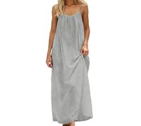 Abito lungo da donna elegante elegante e chic senza maniche tinta unita tunica con spalline spaghetti chic boheme abito estivo backless kaftan Sundress ampio vintage scollo a v elegante maxi abiti a