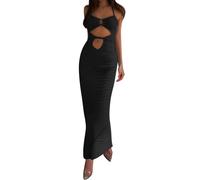 Abito Lungo da Donna, Estivo, Maxi Abito da Spiaggia con Cutout, Sexy, Scollo a V, Senza Maniche, Maxi Abito all'Uncinetto, Elegante con Schiena Scoperta