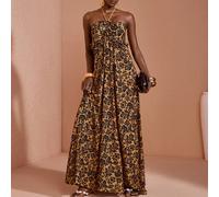 Abito lungo da donna in chiffon con stampa floreale all-over, collo alto con laccio e schiena scoperta SHEIN X JIAN LASALA SHEIN X potenzia la creatività fornendo a stilisti, artisti e marchi un acces