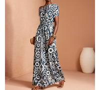 Abito lungo da donna in maglia con stampa all-over, scollo asimmetrico, vita annodata, maniche a pipistrello, adatto per matrimoni in spiaggia e come ospite SHEIN X JIAN LASALA SHEIN X potenzia la cre