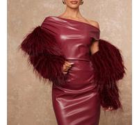 Abito lungo da donna in stile boho, colore rosso vino scuro, con decorazioni asimmetriche a volant, elegante e sexy, adatto per vacanze al mare, matrimoni all'aperto, feste e cerimonie, ideale per la 